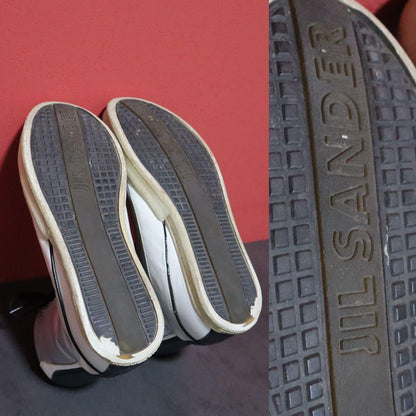 Jil Sander Metallic Silver Logo Sneakers Size 8