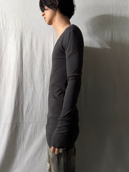 addaptation Ribbed Deep V-Neck Long Sleeve