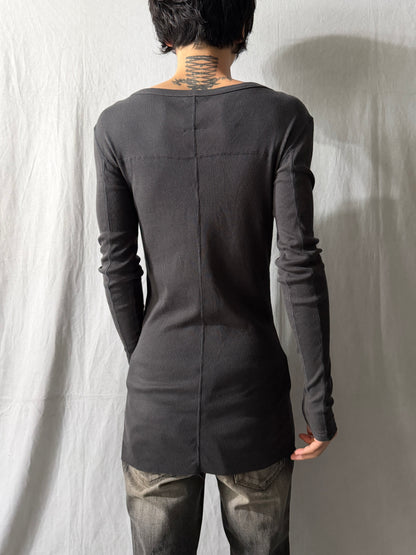 addaptation Ribbed Deep V-Neck Long Sleeve