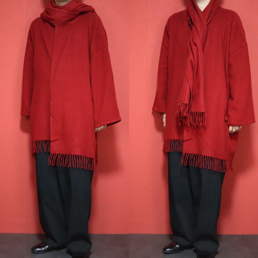 Salvatore Ferragamo Red Cashmere Poncho Cardigan Size FREE