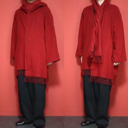 Salvatore Ferragamo Red Cashmere Poncho Cardigan Size FREE