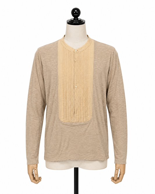 Neil Barrett Pleated Tuxedo Bib Shirt Beige