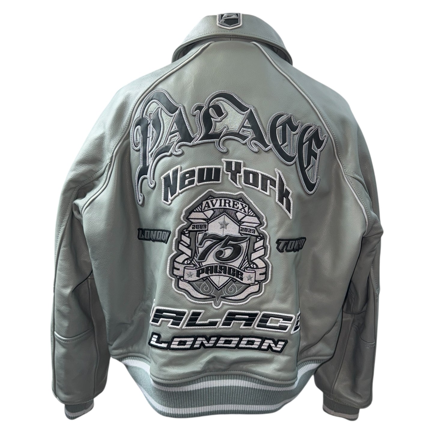 Palace 23SS AVIREX LEATHER JACKET GREY Size S