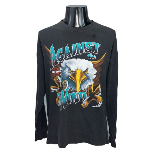 HARLEY-DAVIDSON 90s Vintage "Against The Wind" Long Sleeve T Size XL