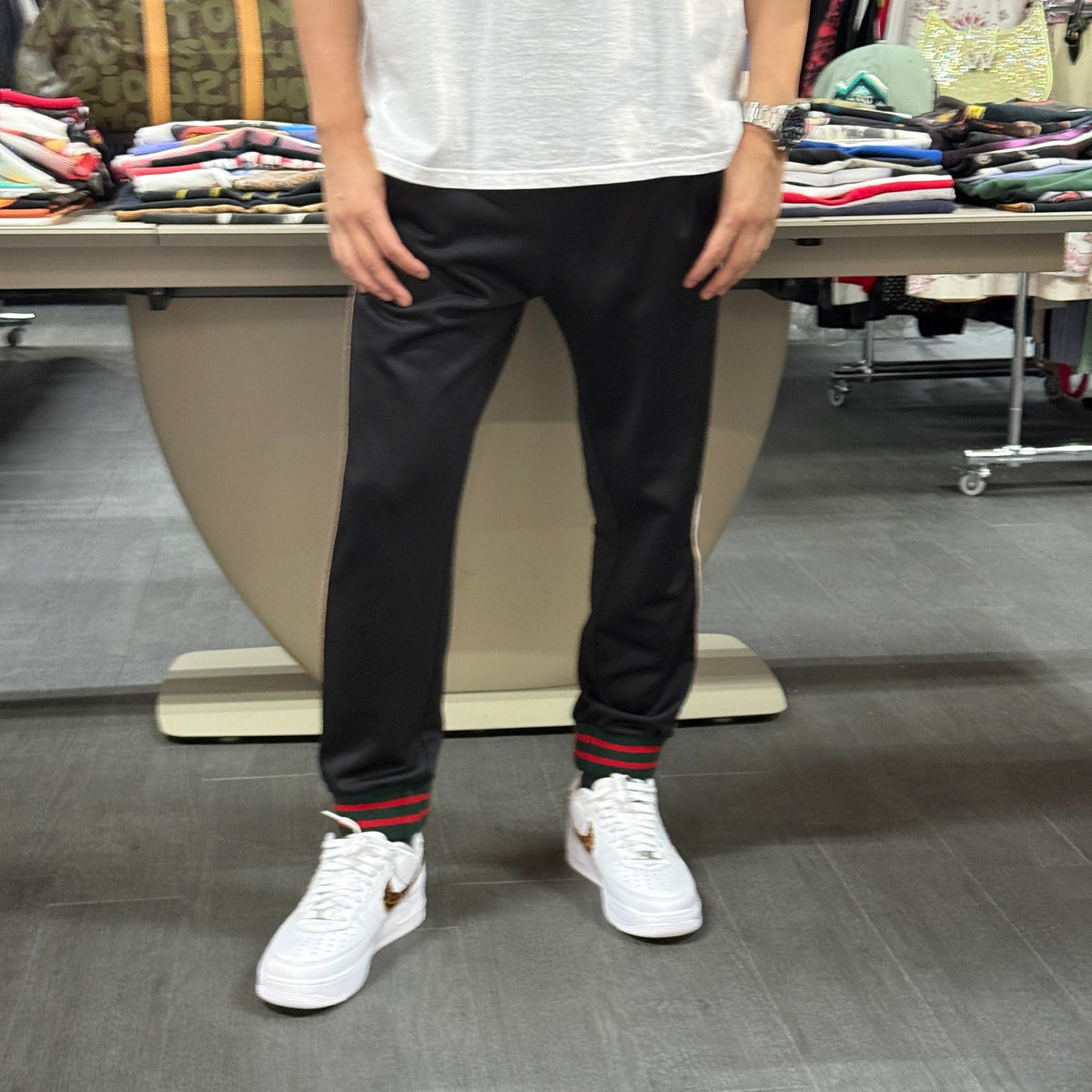 GUCCI Logo Tape Web Stripe Track Pants Sweatpants Size XS
