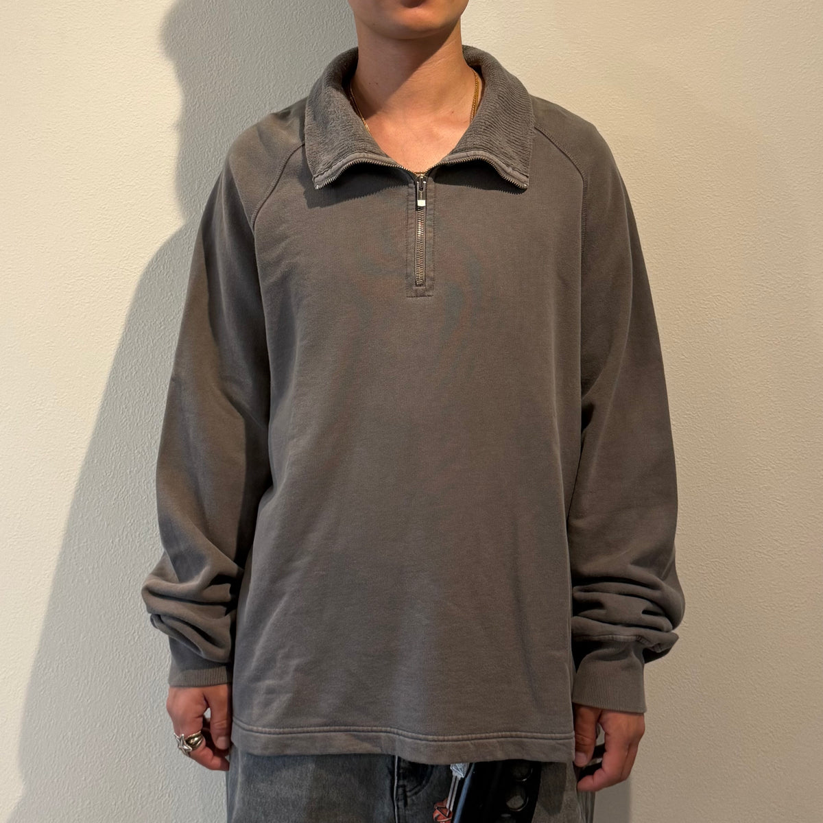 C.P. COMPANY half Half zip high neck long sleeve sweatshirt Gray Size XL