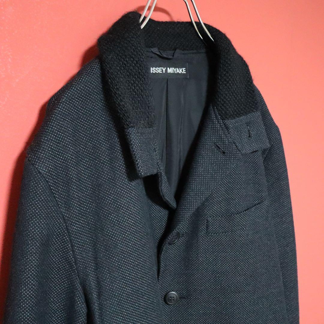 ISSEY MIYAKE MEN 08AW Knit Panel Stand Collar Coat Size 5
