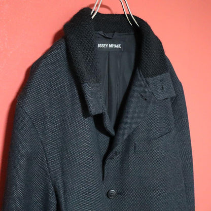 ISSEY MIYAKE MEN 08AW Knit Panel Stand Collar Coat Size 5