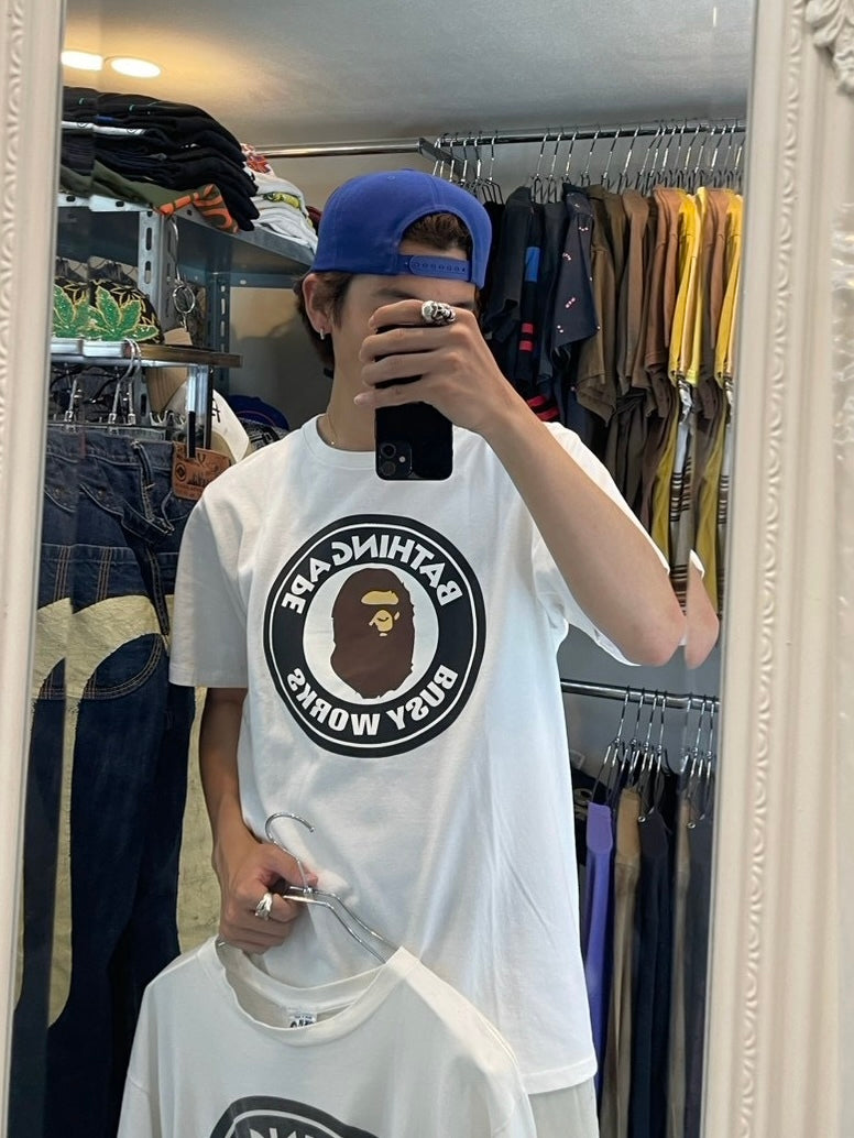Japanese Brand Busy Works White T-Shirt Size L