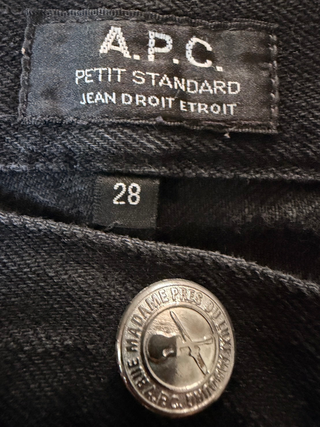 A.P.C. 10s Cotton Petit Standard Faded Black Jeans Size S
