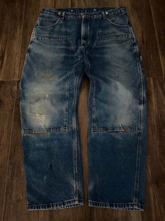 Vintage Faded Double Knee Denim Jeans