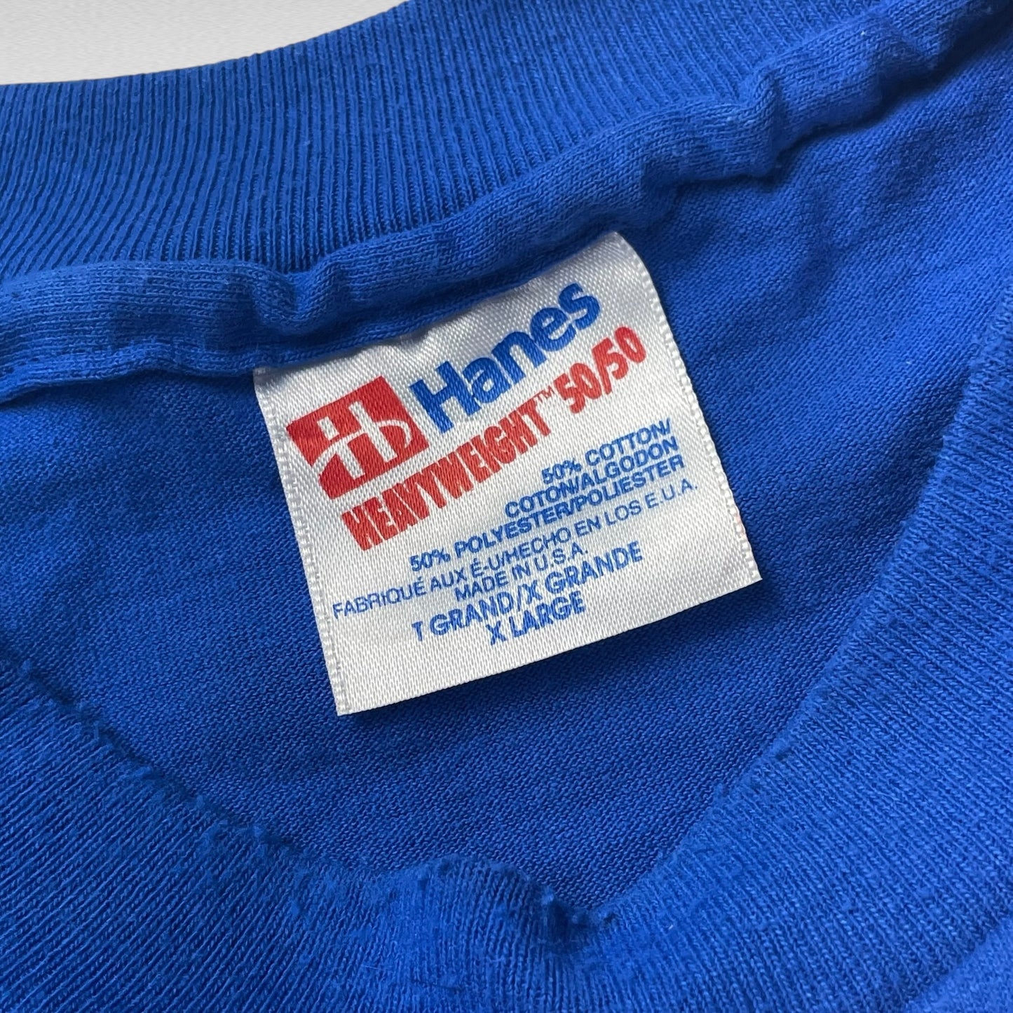 Hanes 90s Short Sleeve T-Shirt Blue Size XL
