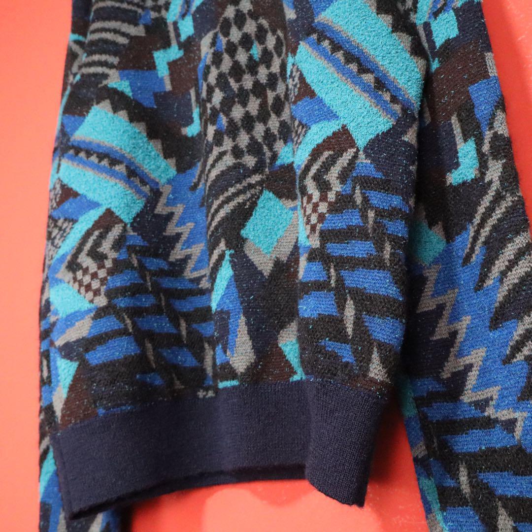 Missoni 20AW Black Blue Geometric Pattern Knit Size M