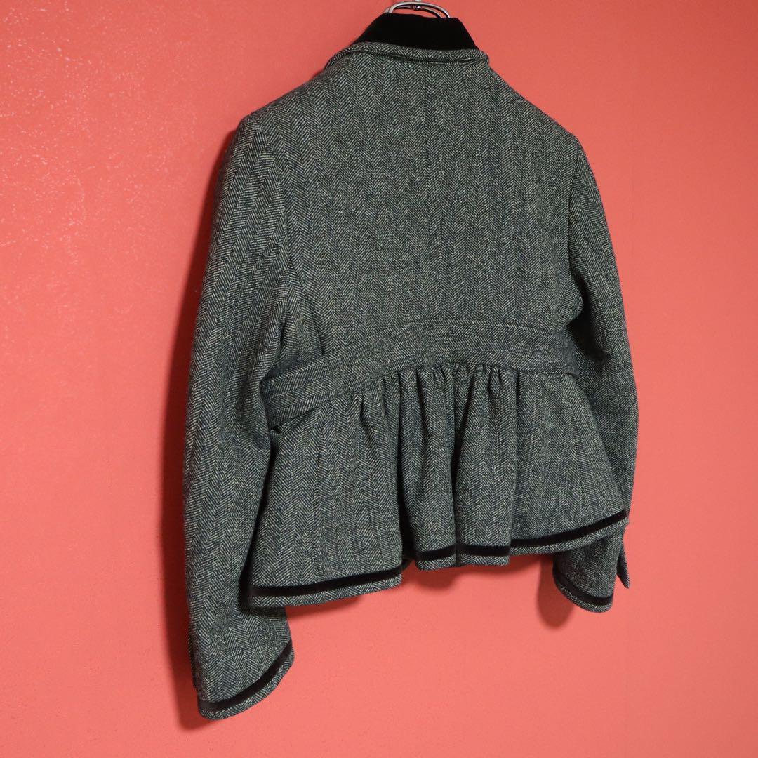 Dsquared2 Gray Herringbone Tweed Velour-Trim Cropped Size XS