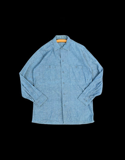 U.S.NAVY 1970s Selvedge Chambray Shirt Size L