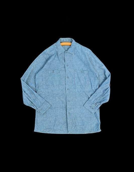 U.S.NAVY 1970s Selvedge Chambray Shirt Size L
