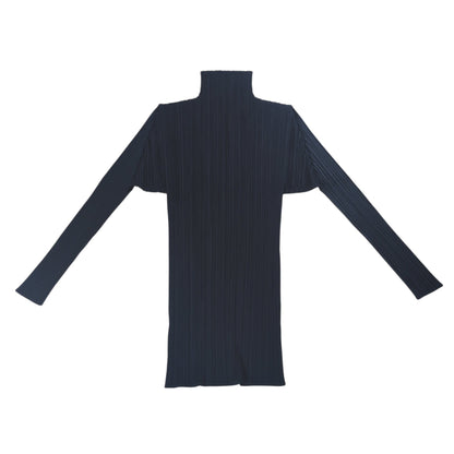PLEATS PLEASE ISSEY MIYAKE Black High Neck Long Sleeve Shirt Size 3