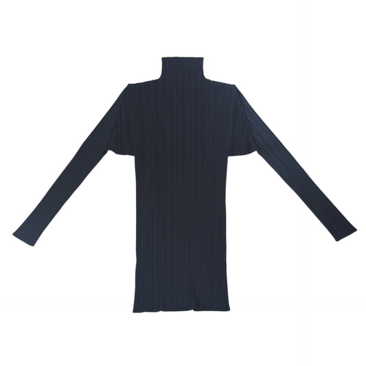 PLEATS PLEASE ISSEY MIYAKE Black High Neck Long Sleeve Shirt Size 3
