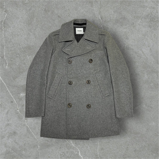 FACTOTUM Gray Wool Melton Pea Coat Size 44