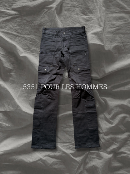 POUR LES HOMMES Cotton 3D Transformable Bootcut Pants Size 2
