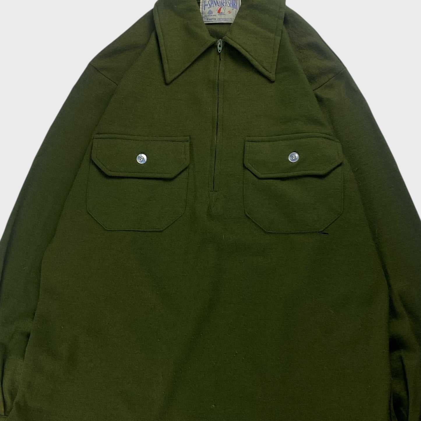 THE SPINNAKER SHRT 70s Wool Shirt Green Size S