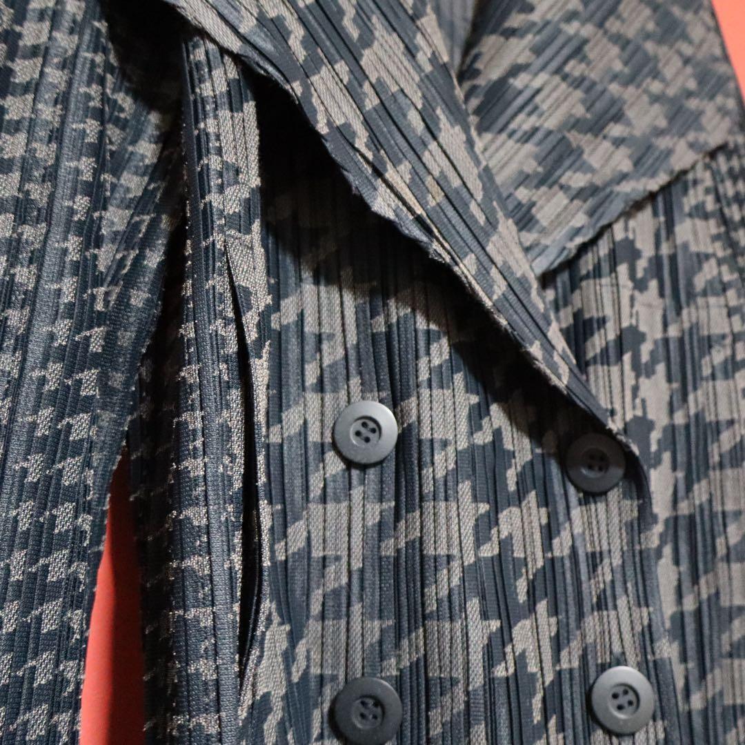 PLEATS PLEASE 15AW Gray Houndstooth Breasted P-Coat Size 3