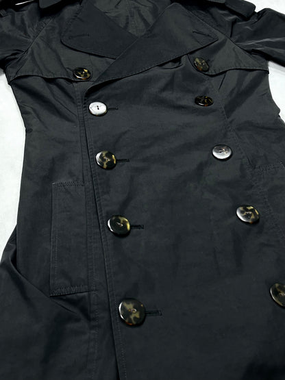 Jean Paul Gaultier 90s Black Waist Shape Trench Coat Size 40