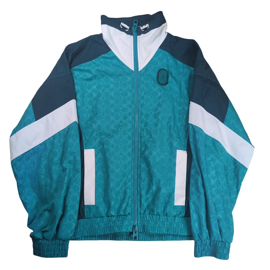 COACH Signature Logo Color Block Track Jacket Green Size S