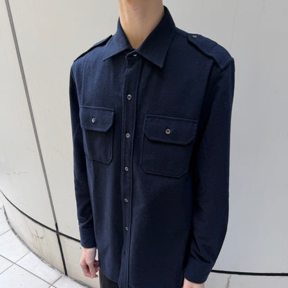 PRADA Navy Wool Military Shirt