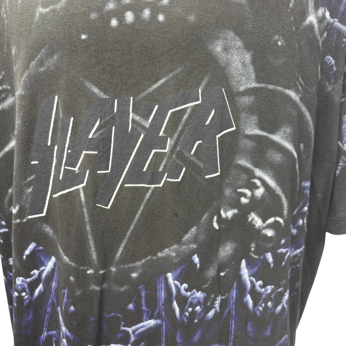 SLAYER 90s Vintage "AOP Skull" Single Stitch T-Shirt Size XL