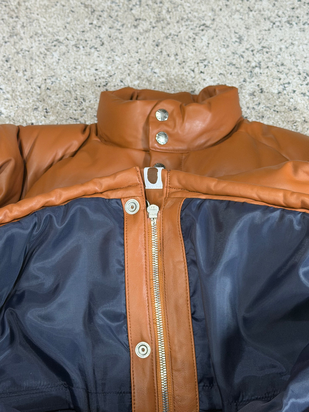Bape Leather Classic Down Jacket Brown Size S