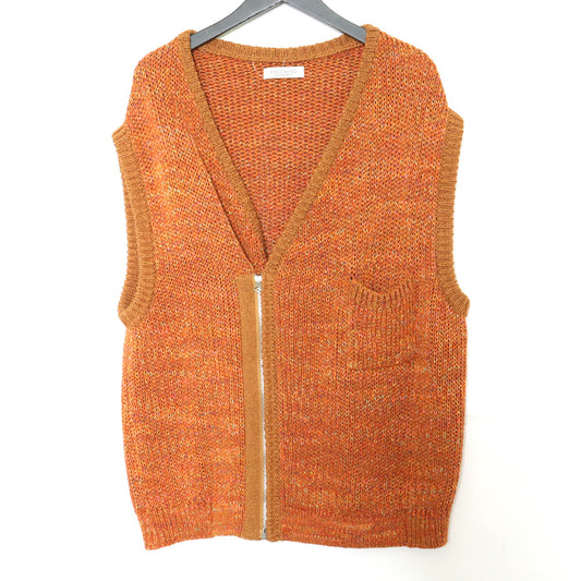 ENCOMING 23SS Knitted Asymmetric Vest Orange Size M