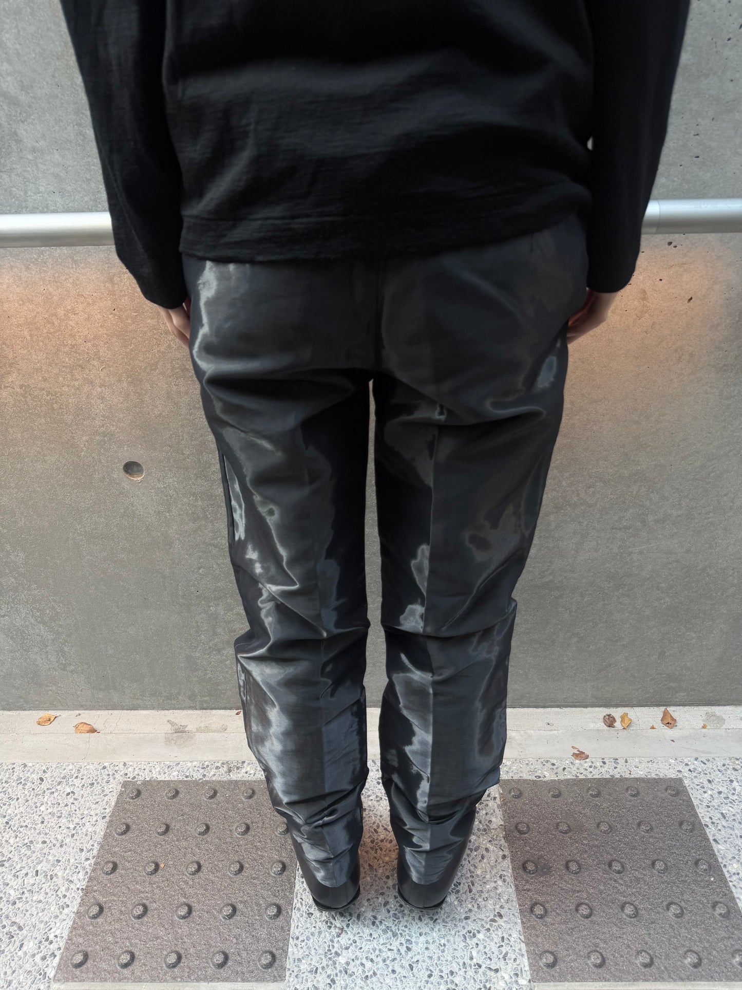 JIL SANDER 2000s Raf Simons Moire Tapered Pants Black Size M