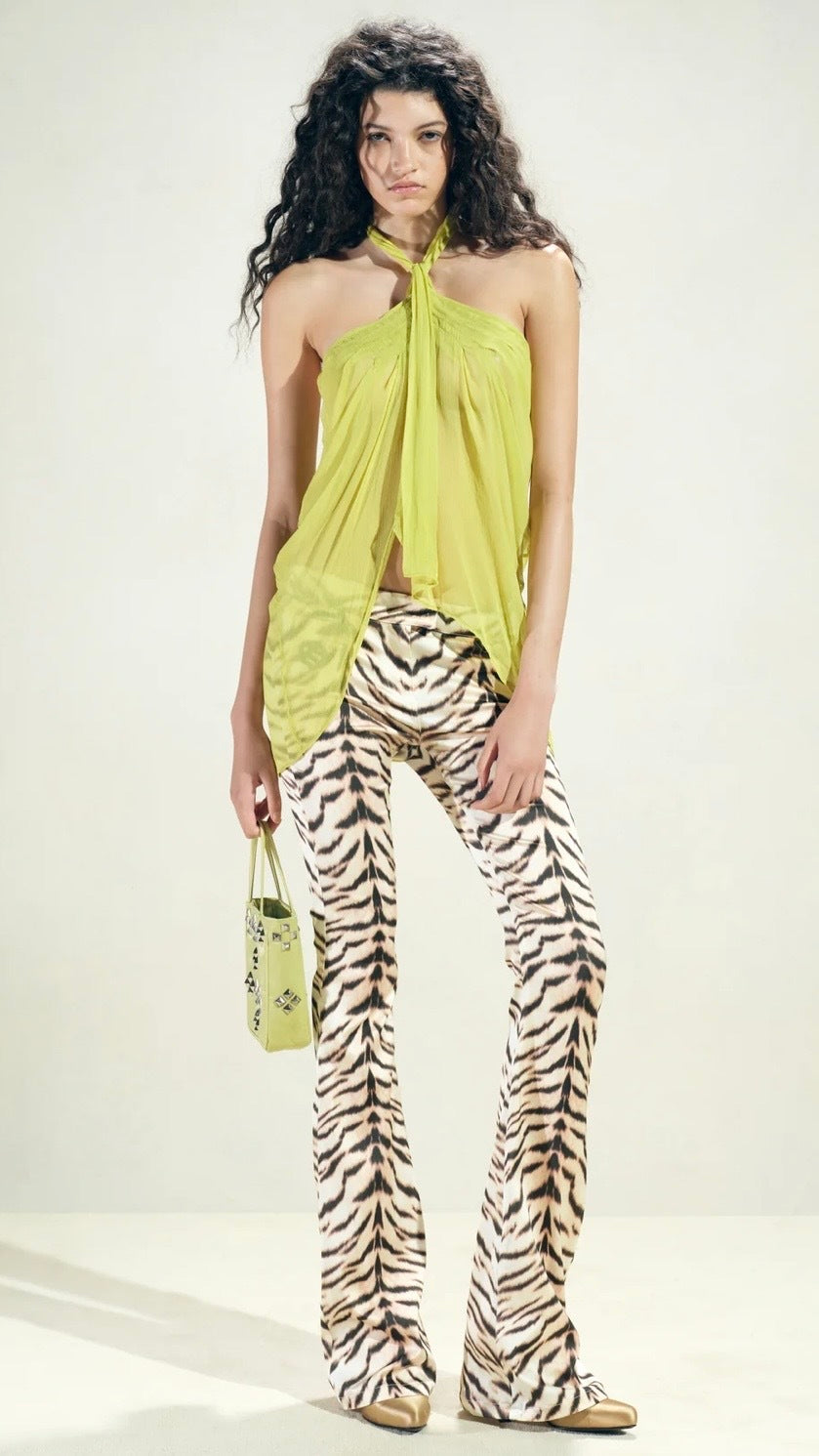 Room SERVICE Light Gold Tiger Print Pants Size S
