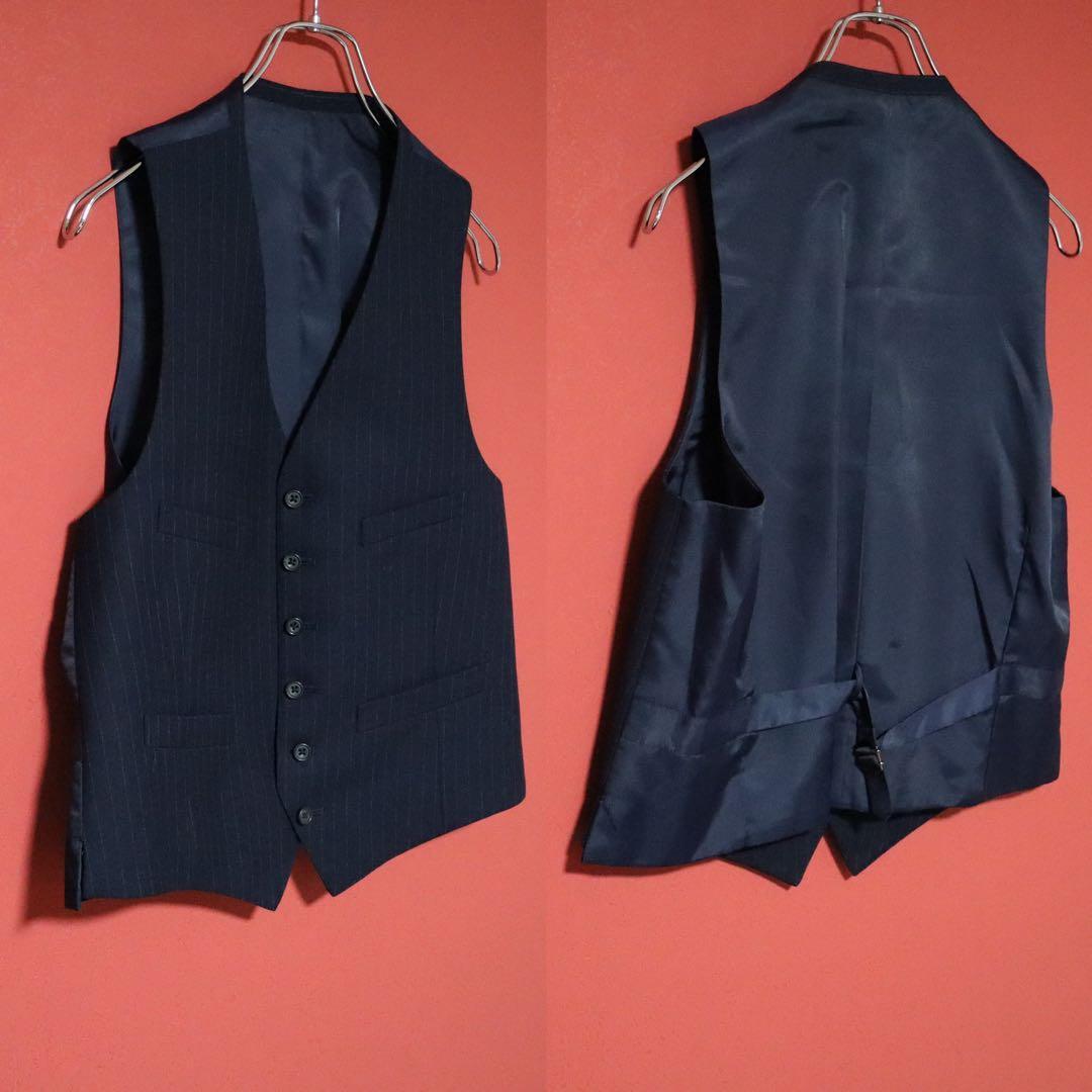 Burberrys 90s Vintage Tasmania Wool Pinstripe Suit Blue Blazer