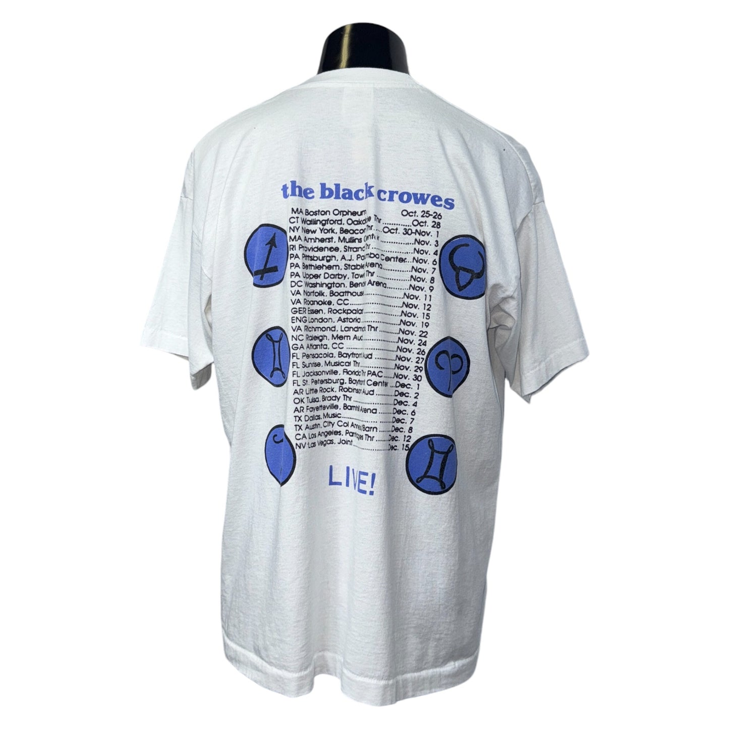 THE BLACK CROWS THREE SNAKE AND CHARM TOUR T-Shirt Black Size XL