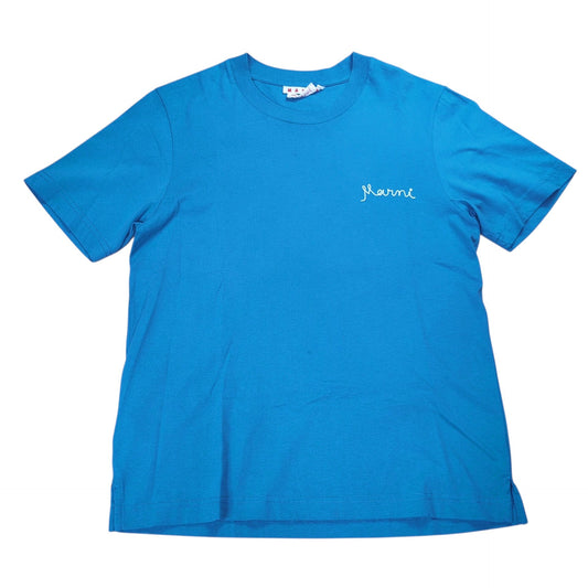 MARNI Blue Logo Embroidered Short Sleeve T-Shirt Size 38
