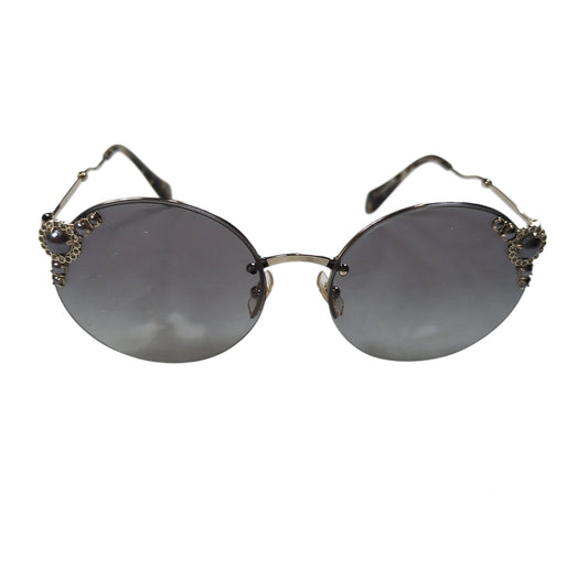 MIUMIU Gold Crystals Pearl Round Sunglasses
