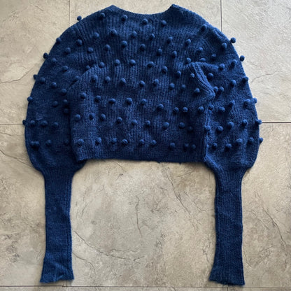 Vintage Holiday Gimmick Blue Knit Sweater Size S