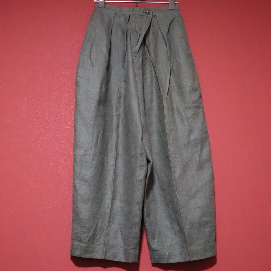 ISSEY MIYAKE 70s Asymmetric Linen Wrap Wide Pants Size 9