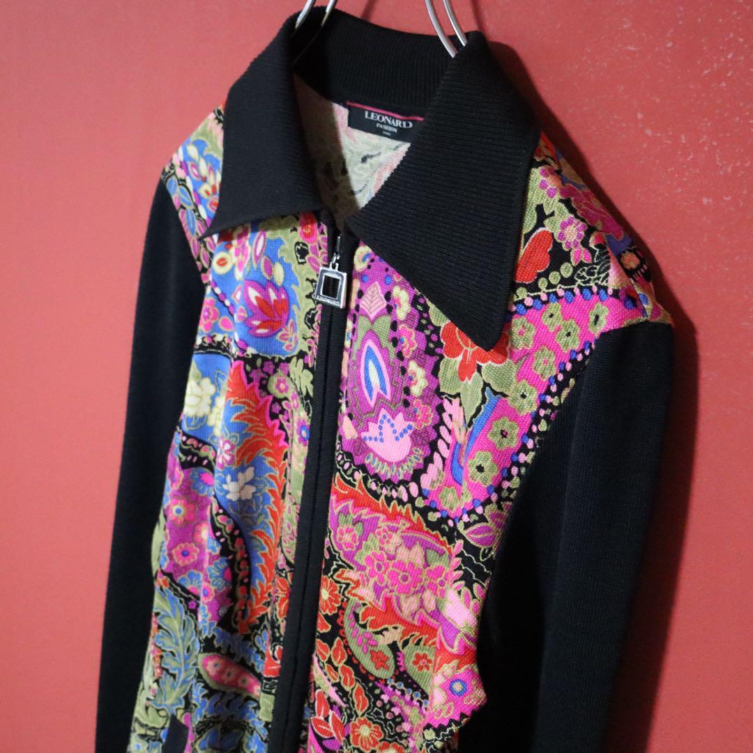 Vintage LEONARD Silk Blend Paisley Panel Knit Jacket Size M