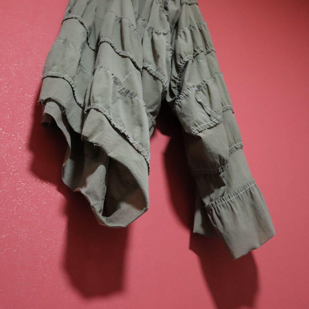 Y's Green Asymmetrical Stitch Wide Sarouel Pants Size 2