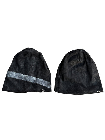 Vintage Black Coating Piercing Beanie Size ONE SIZE