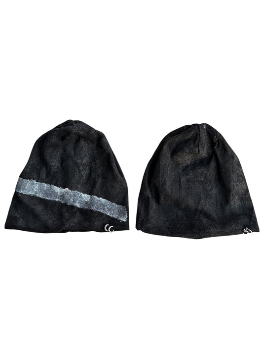 Vintage Black Coating Piercing Beanie Size ONE SIZE