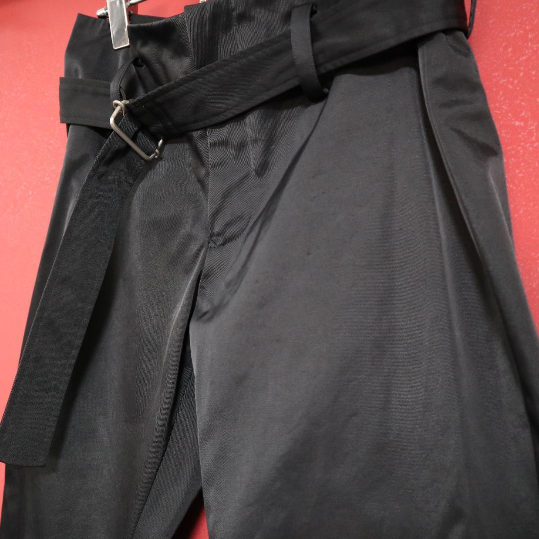 Yohji Yamamoto Mode Silver Belted Nylon Pants Black Size 2