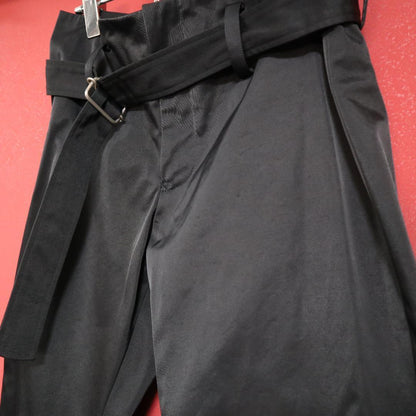 Yohji Yamamoto Mode Silver Belted Nylon Pants Black Size 2