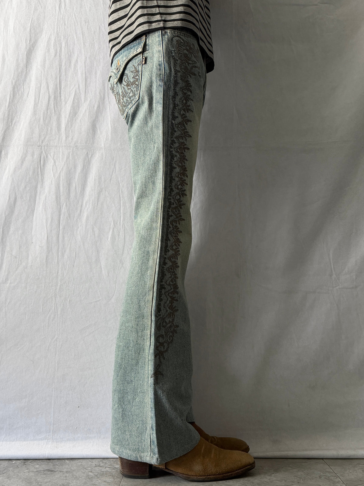 MORGAN Embroidered Flared Denim Size S