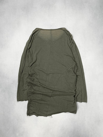 Devoa Raw-Edge Lyocell Linen 3/4-S Henley Green S/S13 Size 2