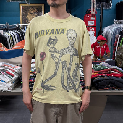 NIRVANA 90s "Incesticide" Kurt Cobain Art T-Shirt Size L