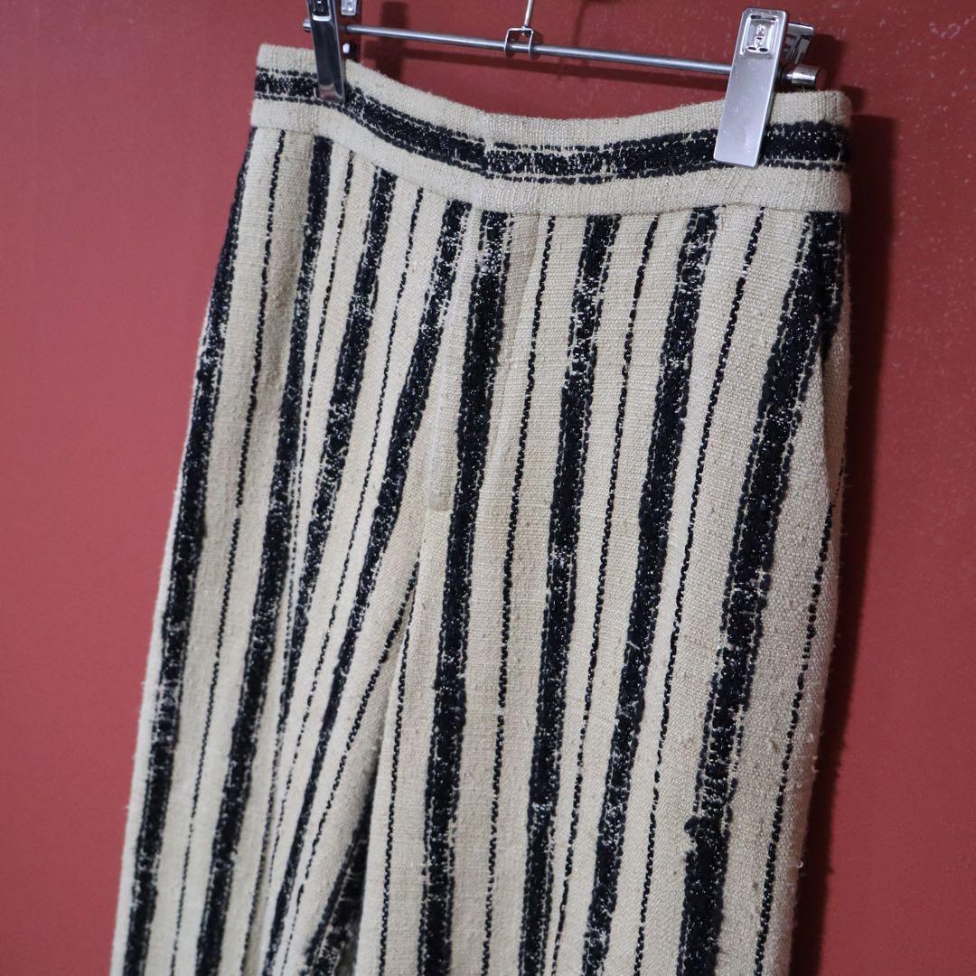 Christian Dior Striped Silk Blend Wide Pants Size 40